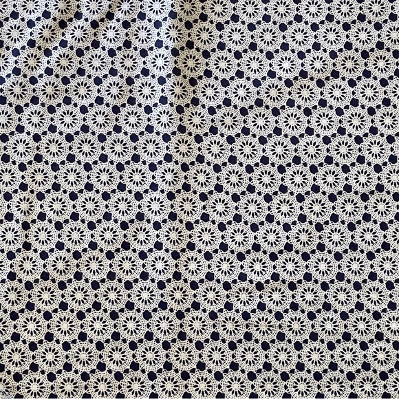 Navy Blue Geometrical Cotton Fabric - Picture 1 of 2